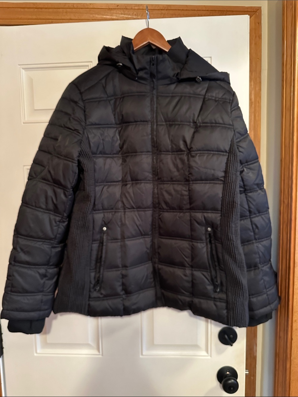 Nautica Black Quilted Hooded Puffer Jacket